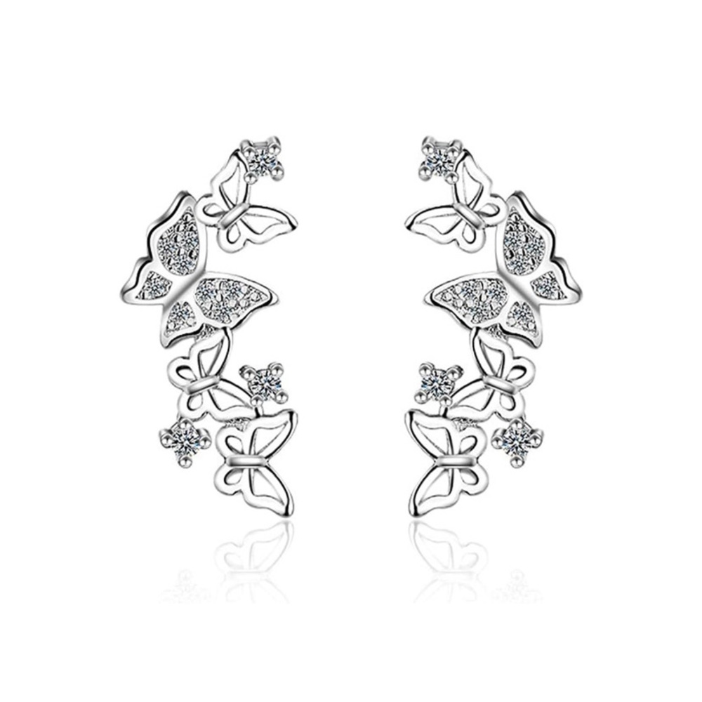 Silver Tone Butterfly Post Earrings